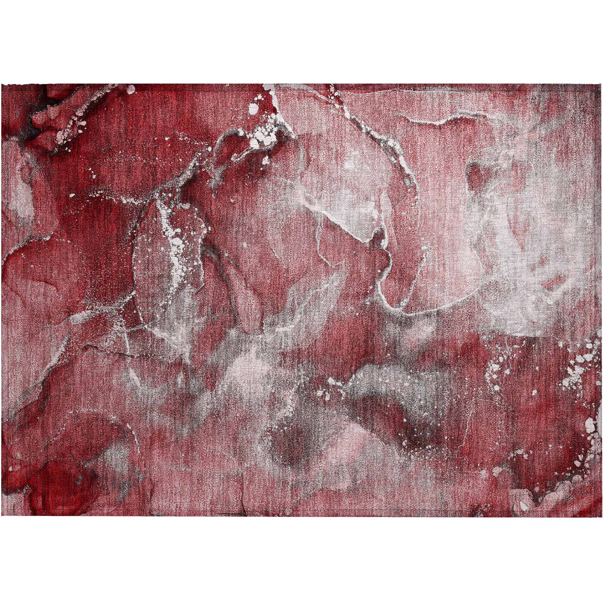 2' X 3' Merlot Abstract Washable Non Skid Indoor Outdoor Area Rug