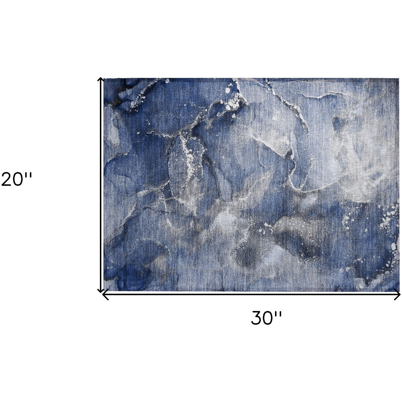 2' X 3' Blue and Gray Abstract Washable Non Skid Indoor Outdoor Area Rug