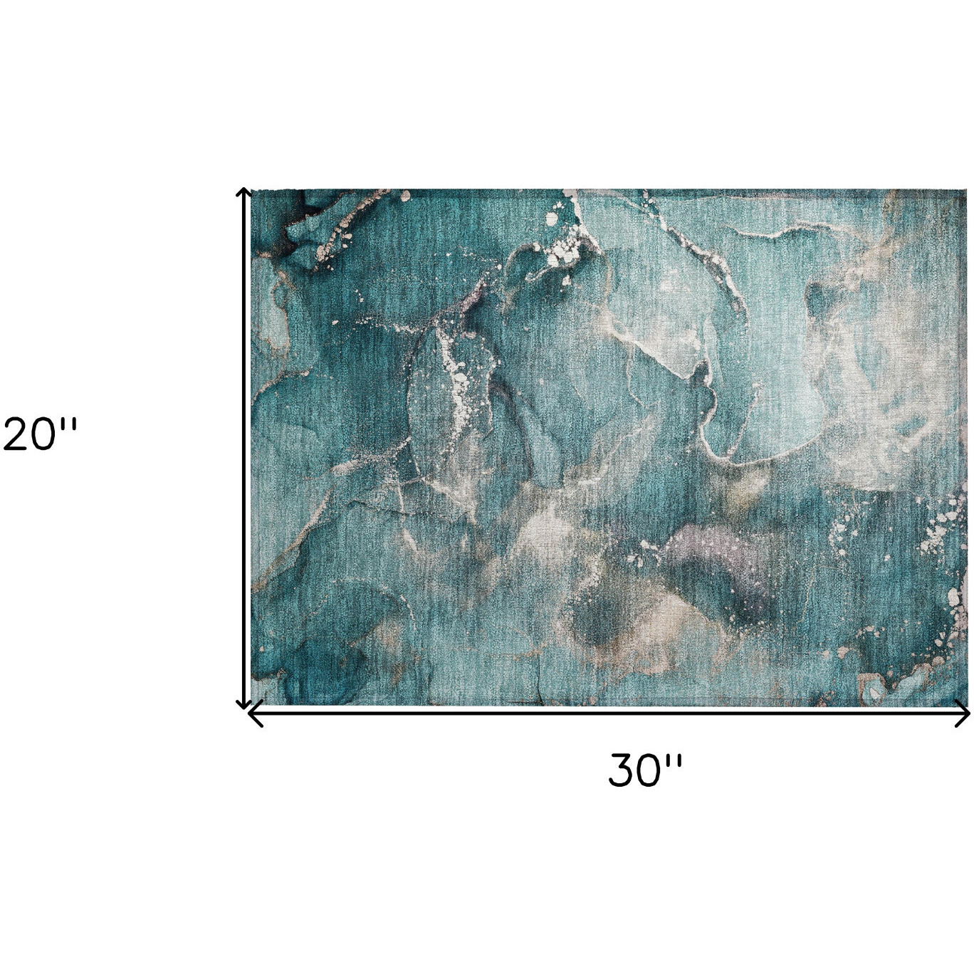 2' X 3' Teal Abstract Washable Non Skid Indoor Outdoor Area Rug