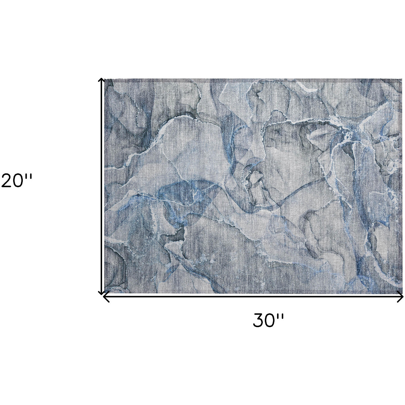 2' X 3' Blue and Gray Abstract Washable Non Skid Indoor Outdoor Area Rug