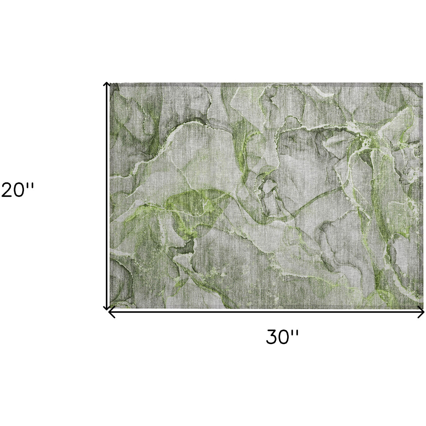 2' X 3' Green Abstract Washable Non Skid Indoor Outdoor Area Rug