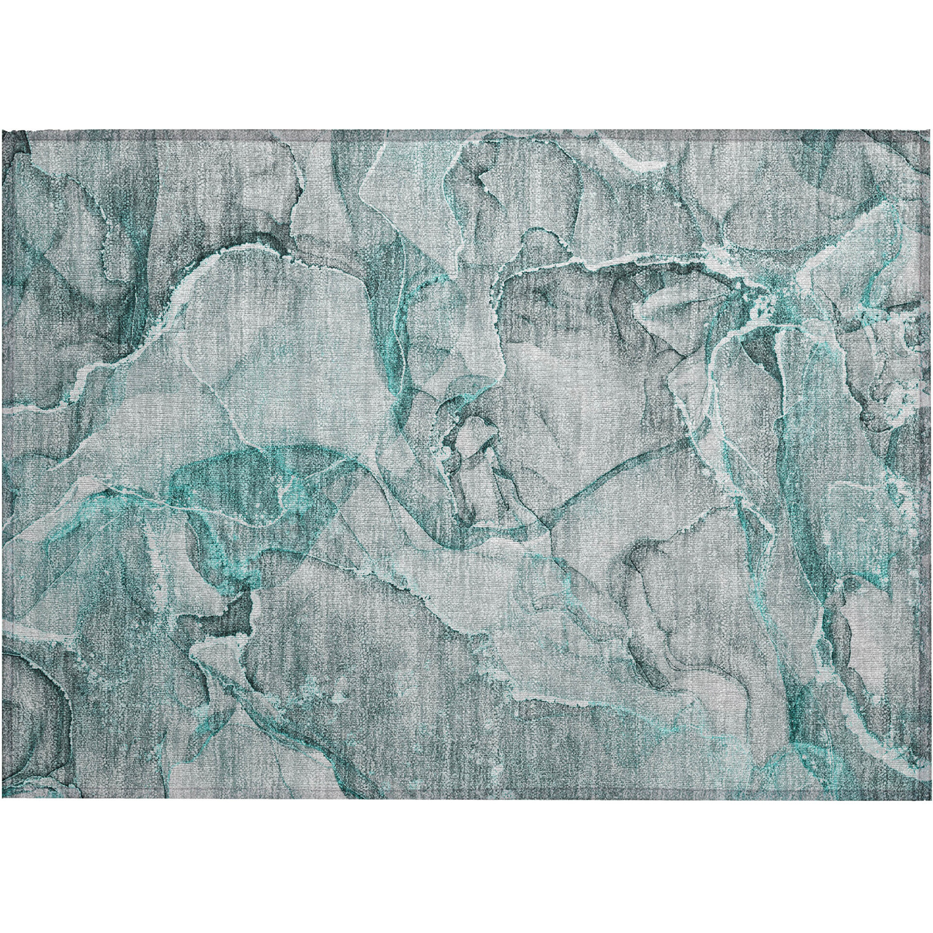 2' X 3' Gray and Ivory Abstract Washable Non Skid Indoor Outdoor Area Rug