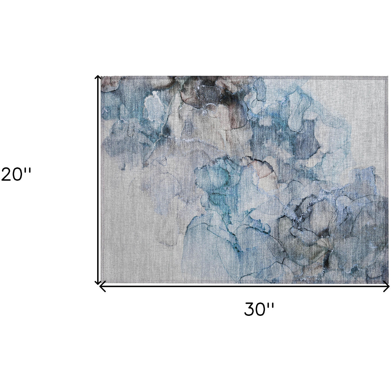 2' X 3' Blue and Gray Abstract Washable Non Skid Indoor Outdoor Area Rug