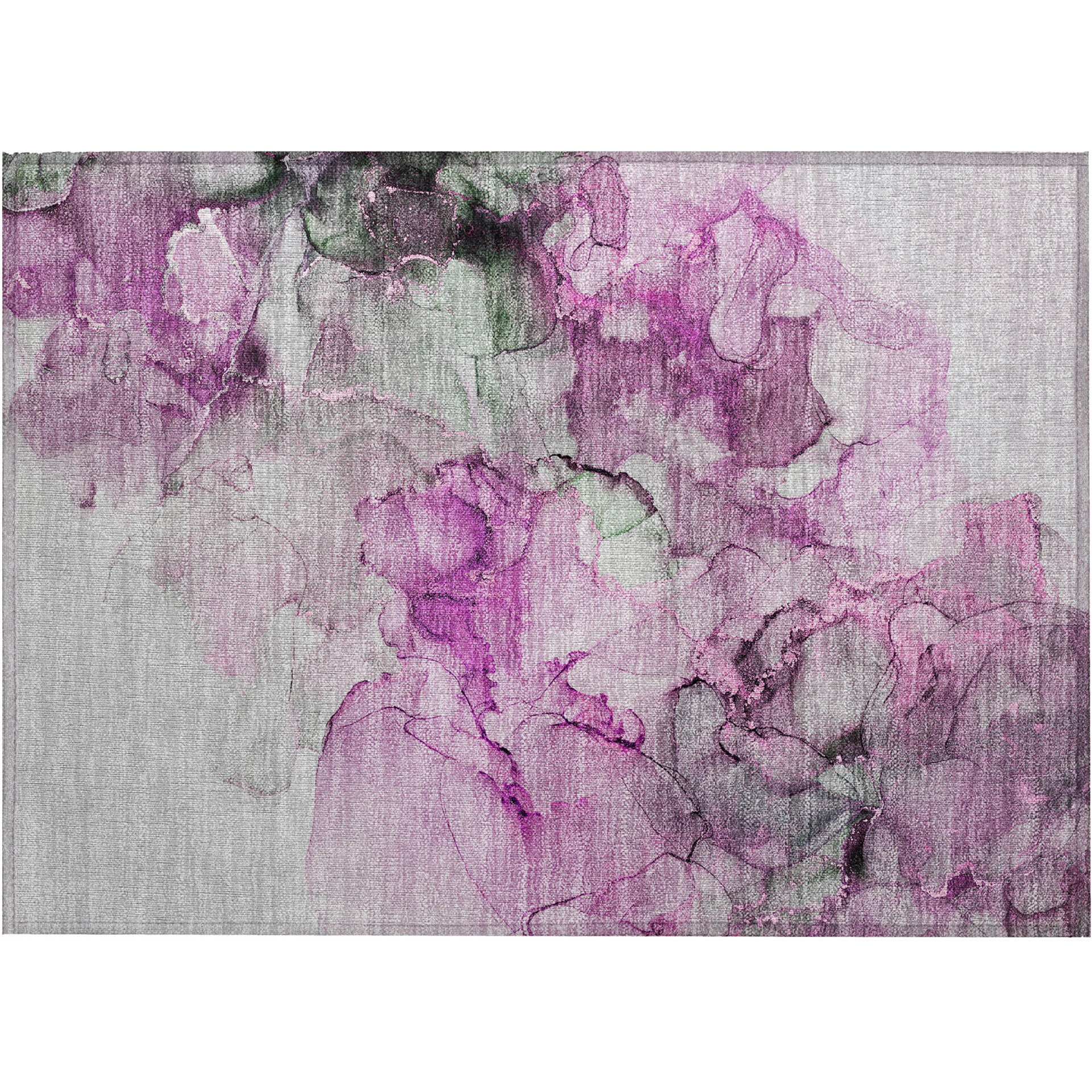 2' X 3' Gray and Purple Abstract Washable Non Skid Indoor Outdoor Area Rug