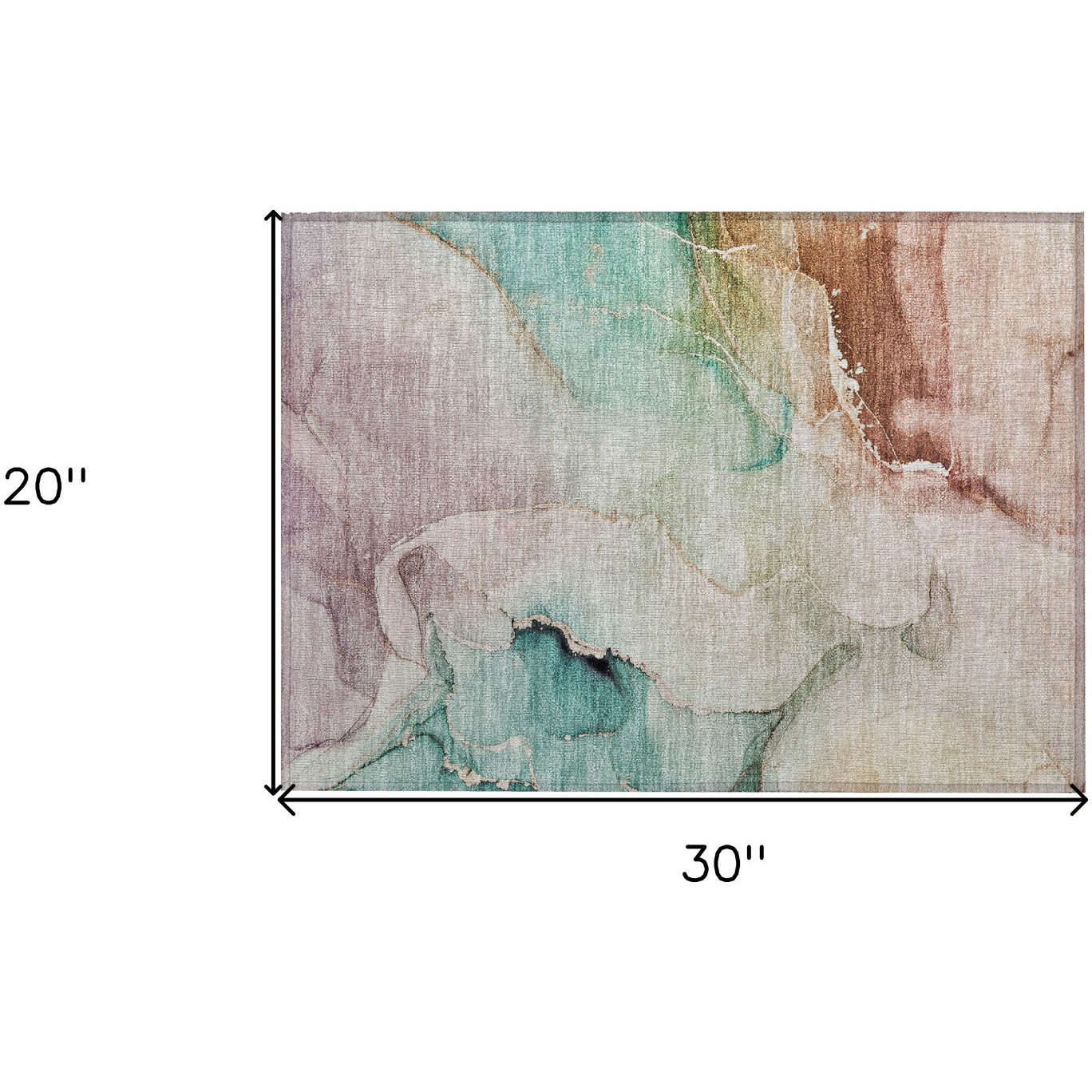2' X 3' Teal Abstract Washable Non Skid Indoor Outdoor Area Rug