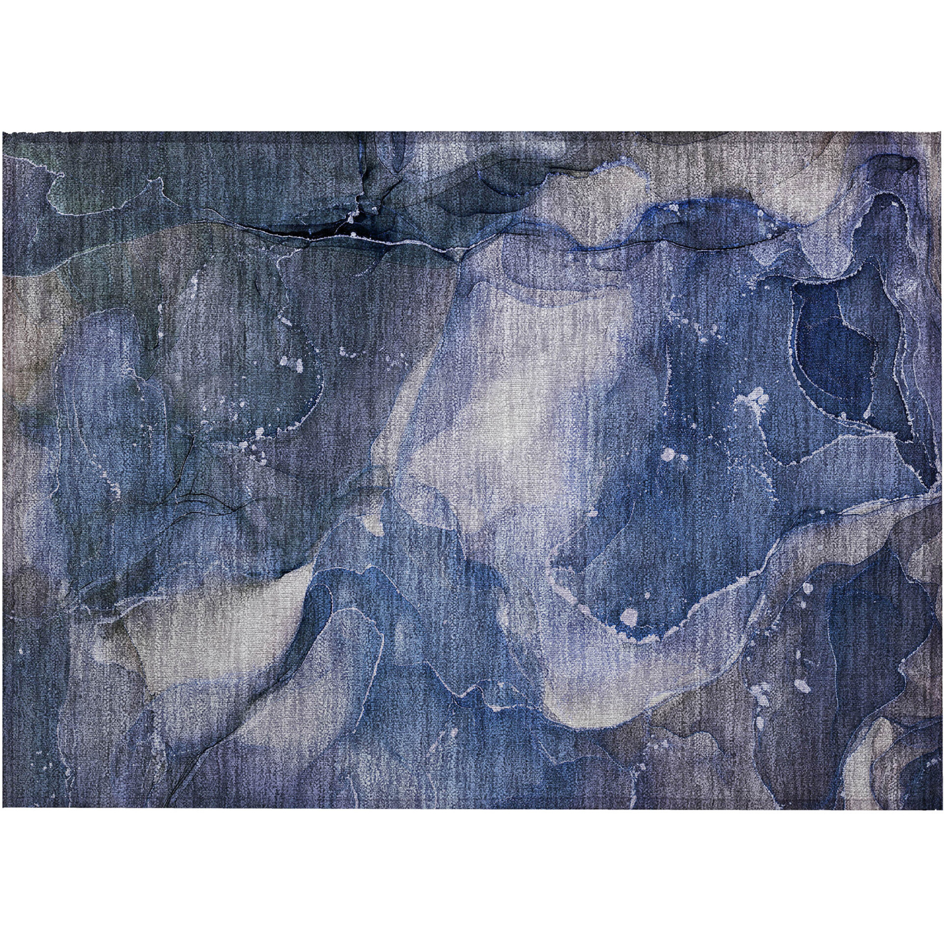 2' X 3' Blue Abstract Washable Non Skid Indoor Outdoor Area Rug