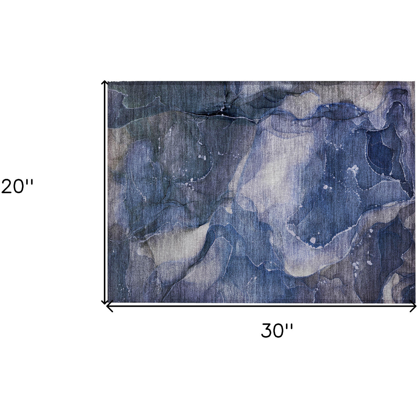 2' X 3' Blue Abstract Washable Non Skid Indoor Outdoor Area Rug