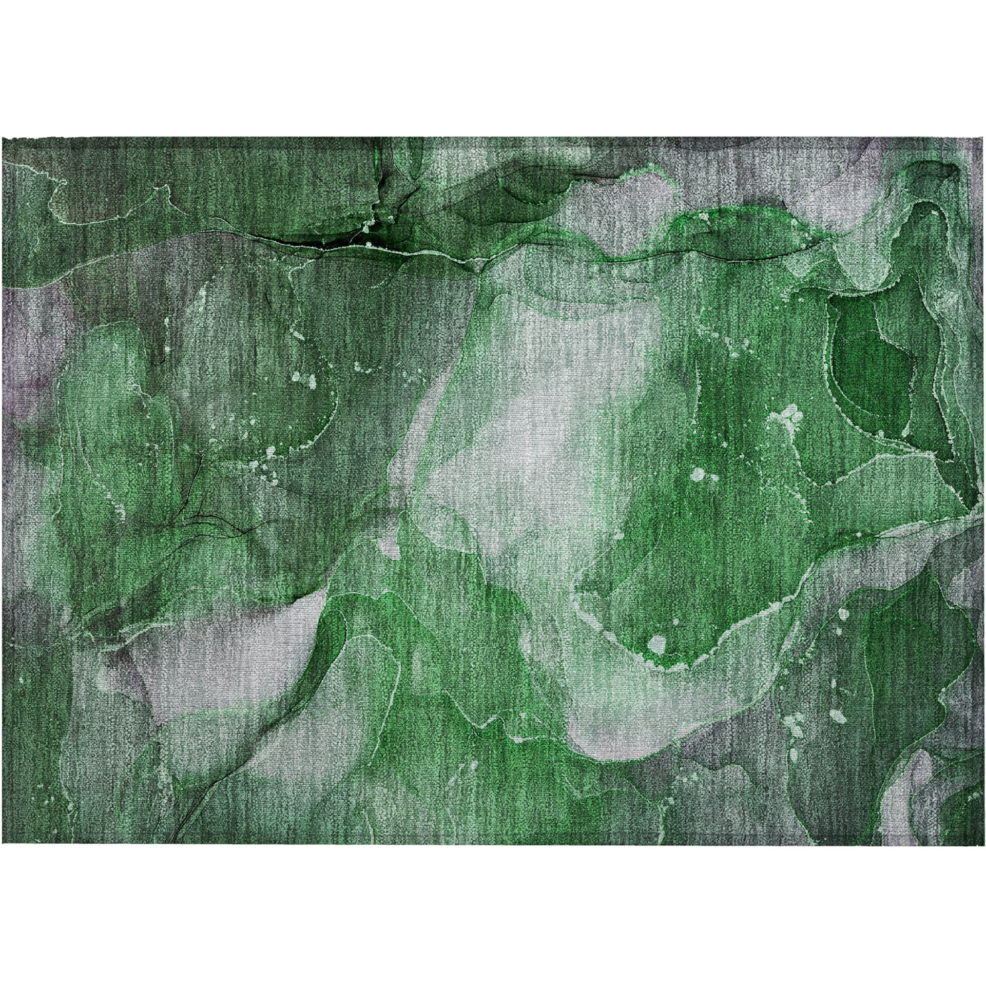 2' X 3' Emerald Abstract Washable Non Skid Indoor Outdoor Area Rug