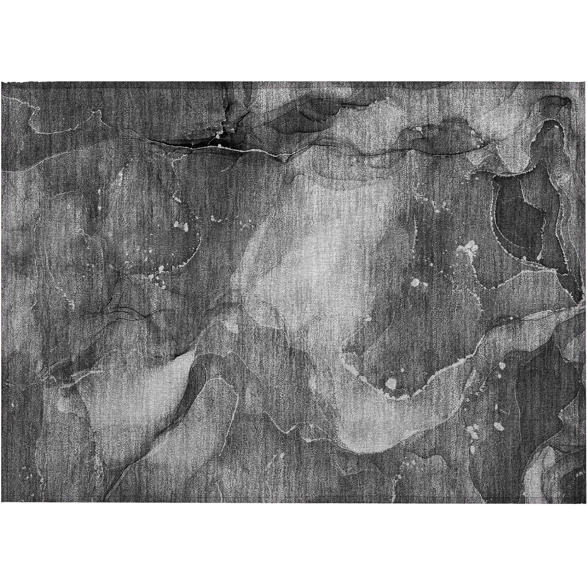2' X 3' Gray Abstract Washable Non Skid Indoor Outdoor Area Rug