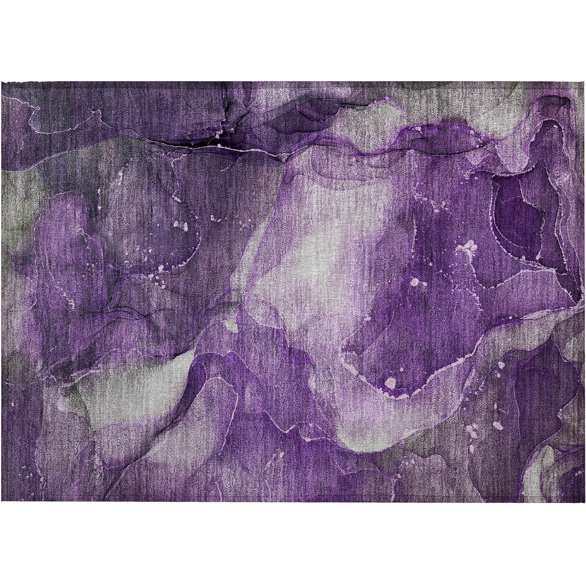 2' X 3' Purple Abstract Washable Non Skid Indoor Outdoor Area Rug