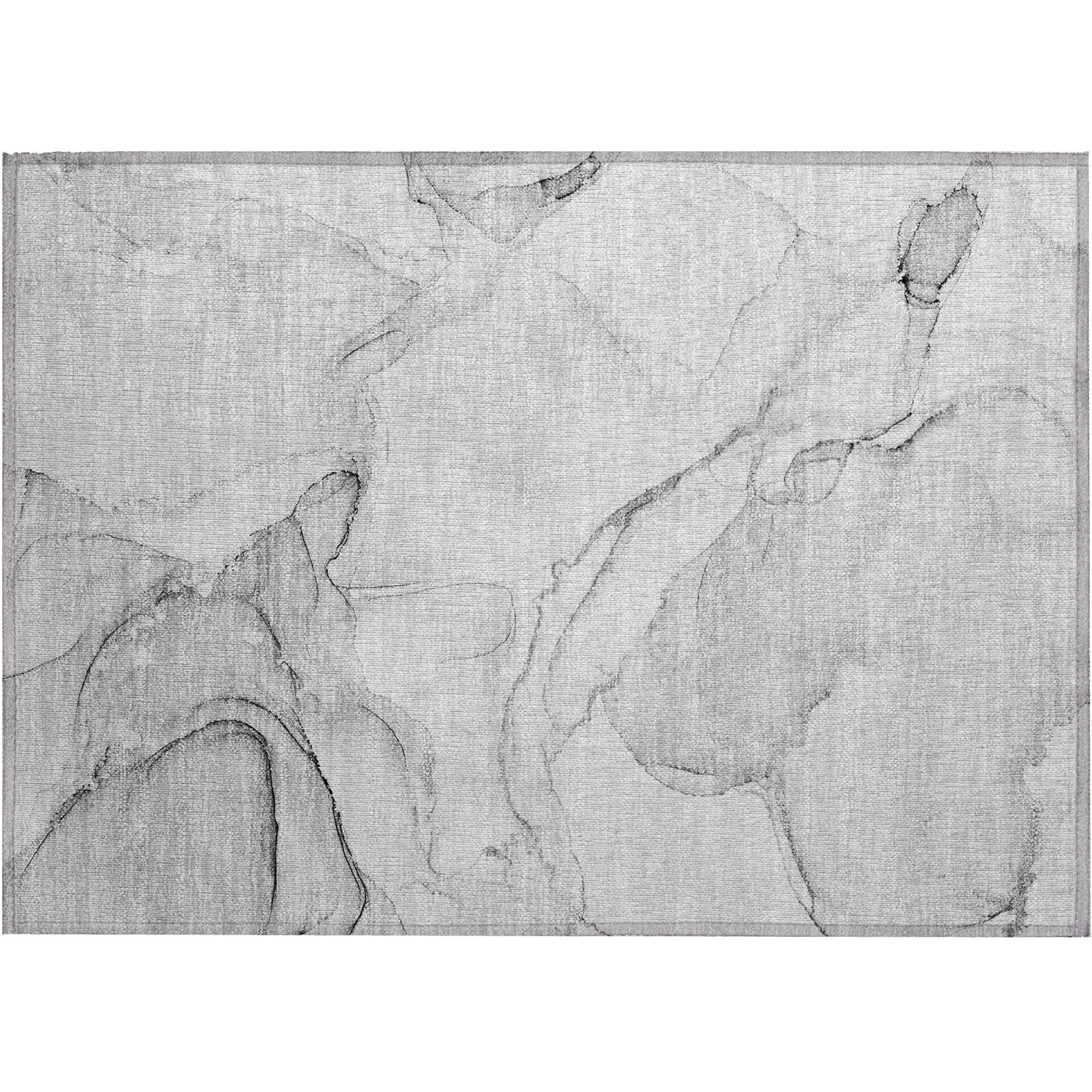 2' X 3' Silver Abstract Washable Non Skid Indoor Outdoor Area Rug
