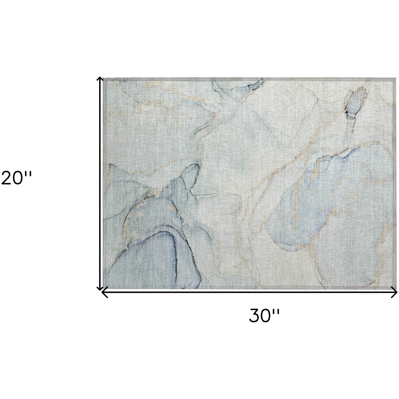 2' X 3' Beige and Blue Abstract Washable Non Skid Indoor Outdoor Area Rug