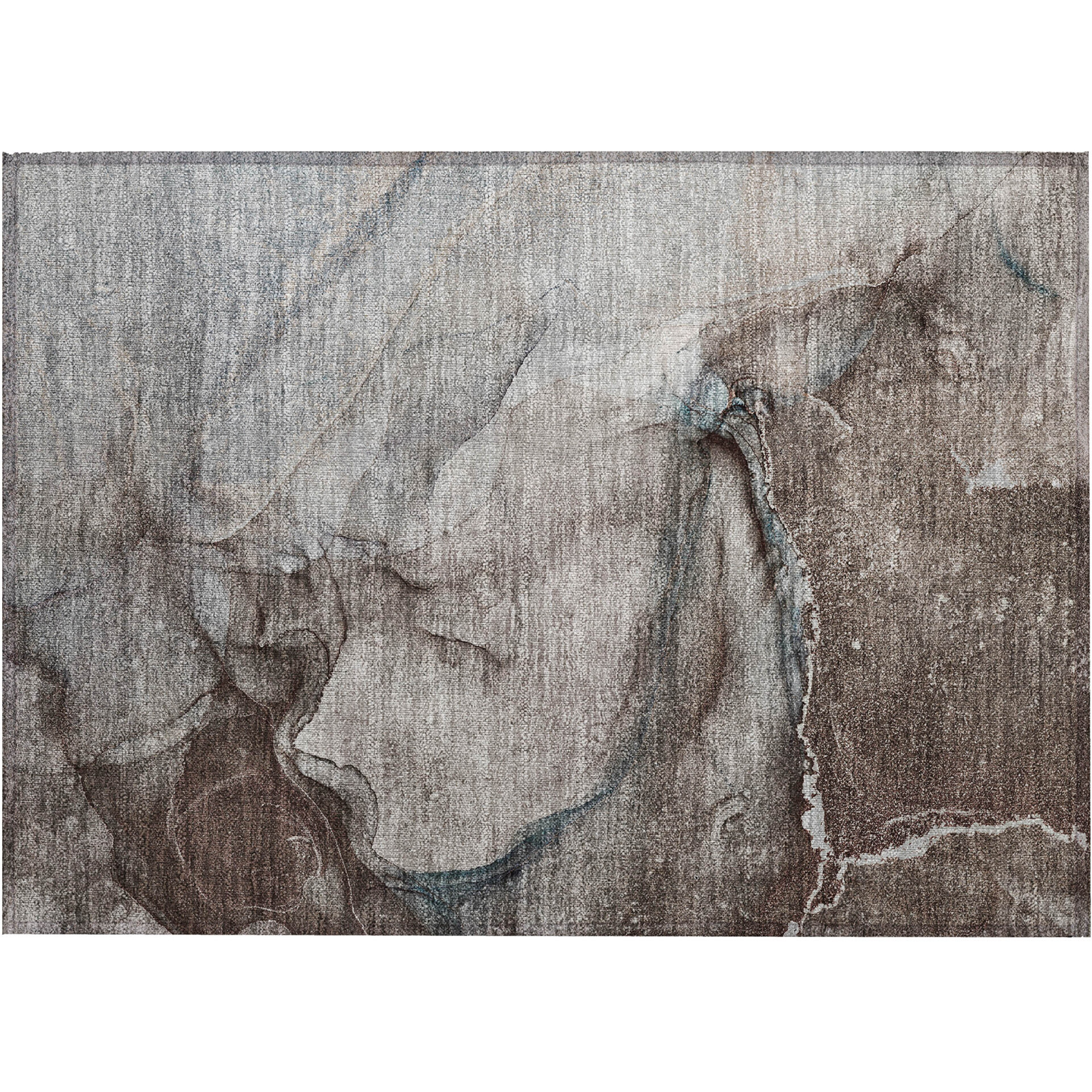 2' X 3' Taupe Abstract Washable Non Skid Indoor Outdoor Area Rug
