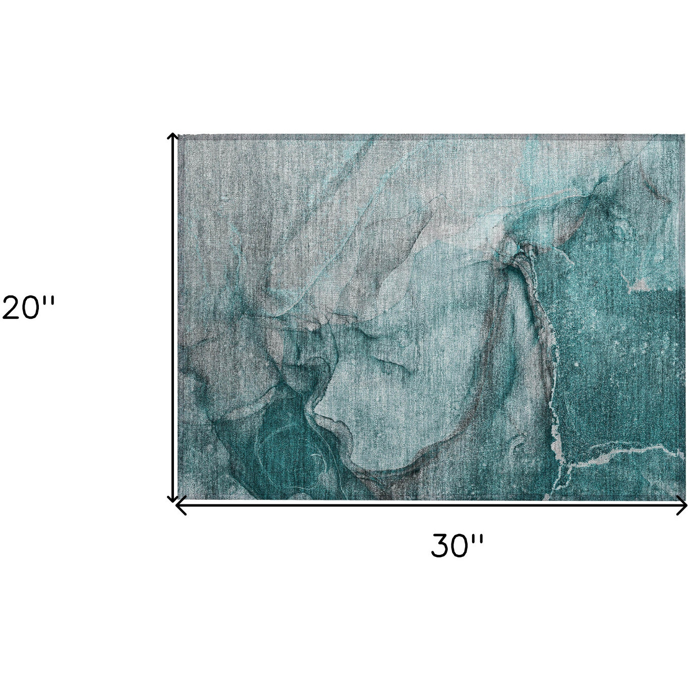 2' X 3' Teal Abstract Washable Non Skid Indoor Outdoor Area Rug