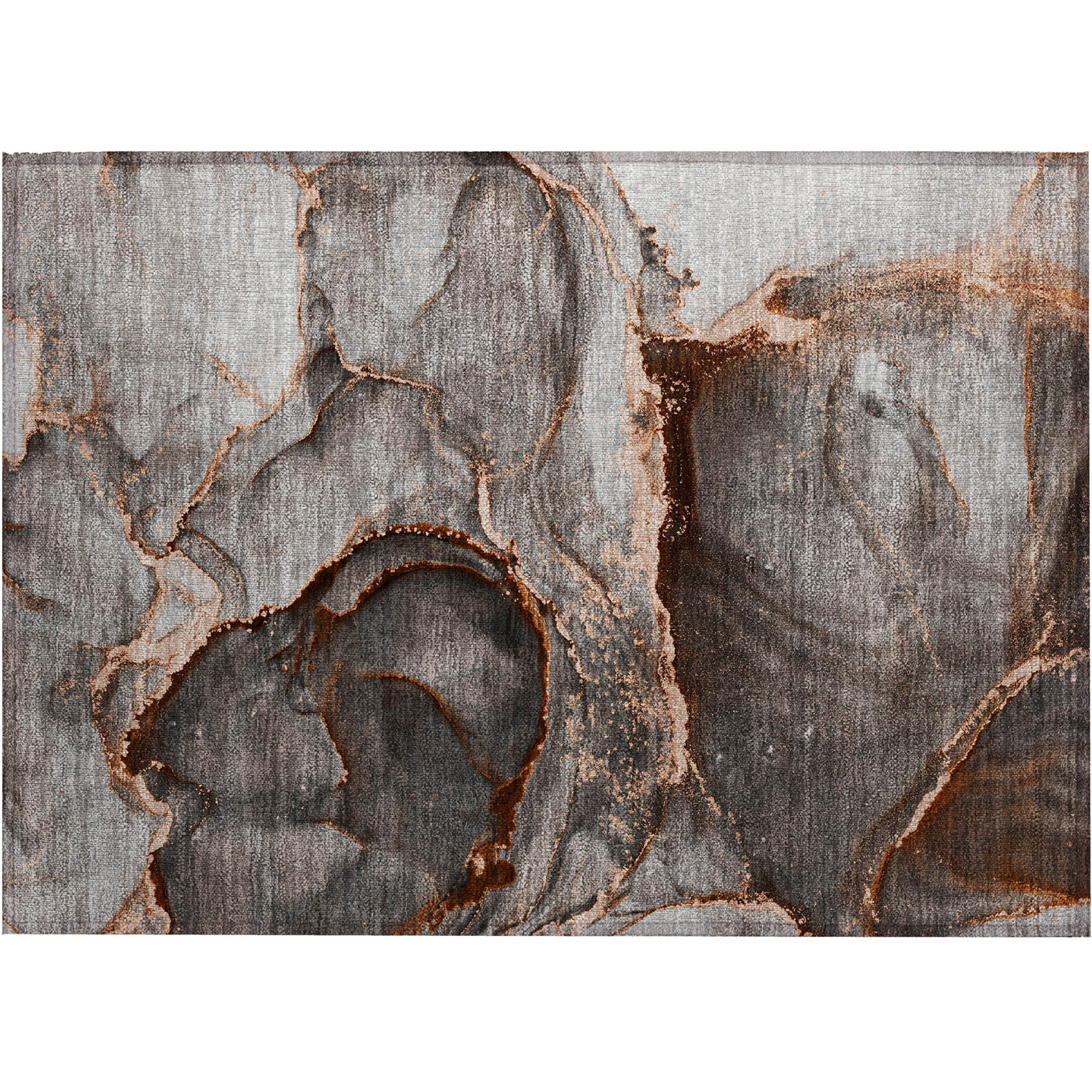 2' X 3' Peach Abstract Washable Non Skid Indoor Outdoor Area Rug