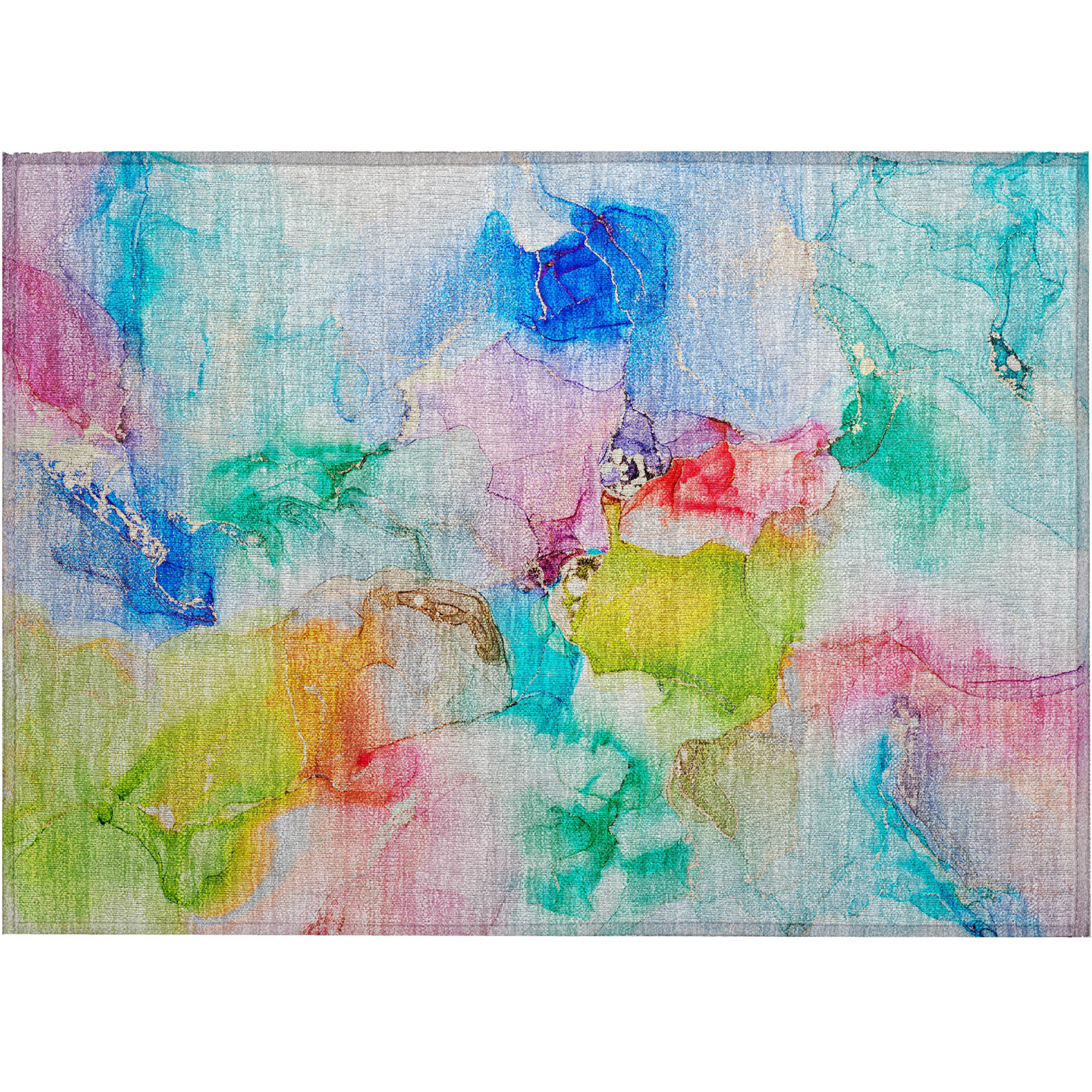 2' X 3' Blue Abstract Washable Non Skid Indoor Outdoor Area Rug