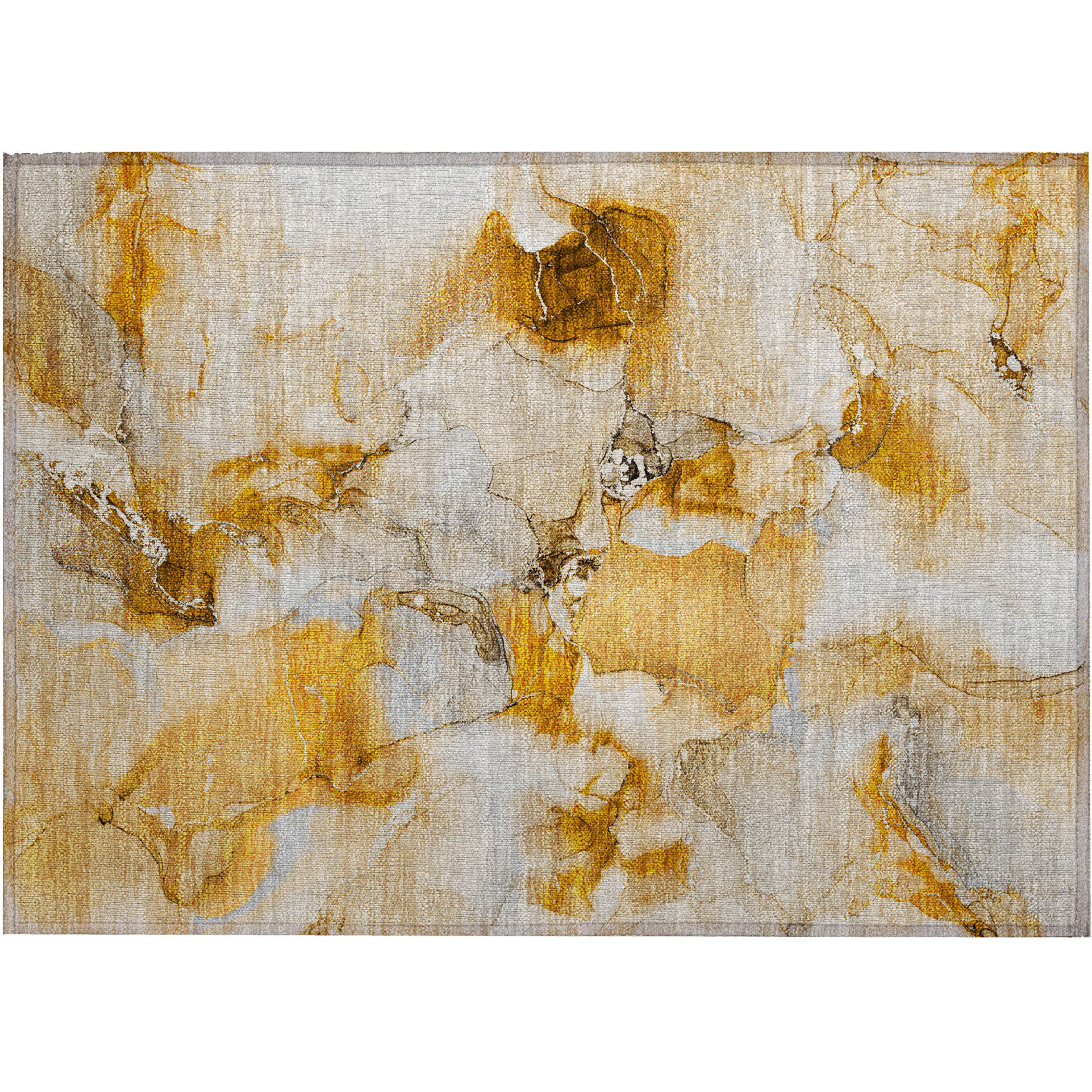 2' X 3' Orange and Ivory Abstract Washable Non Skid Indoor Outdoor Area Rug