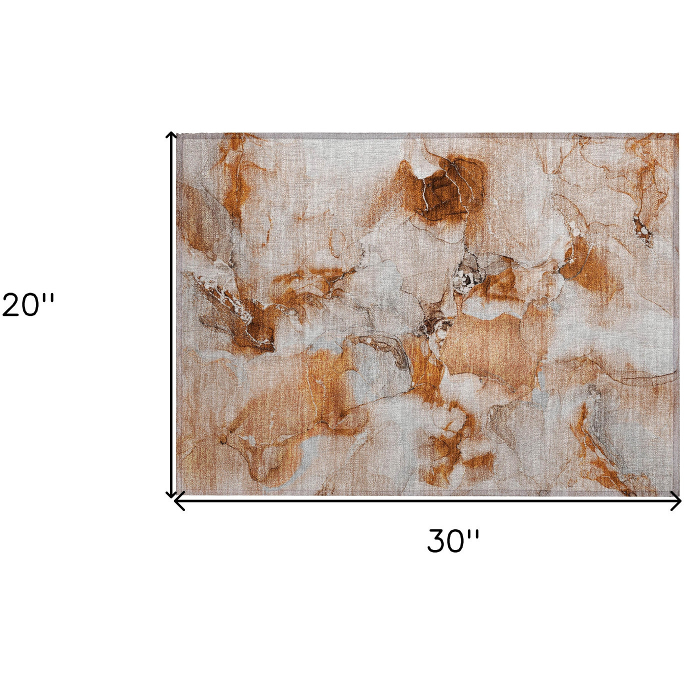 2' X 3' Orange and Ivory Abstract Washable Non Skid Indoor Outdoor Area Rug