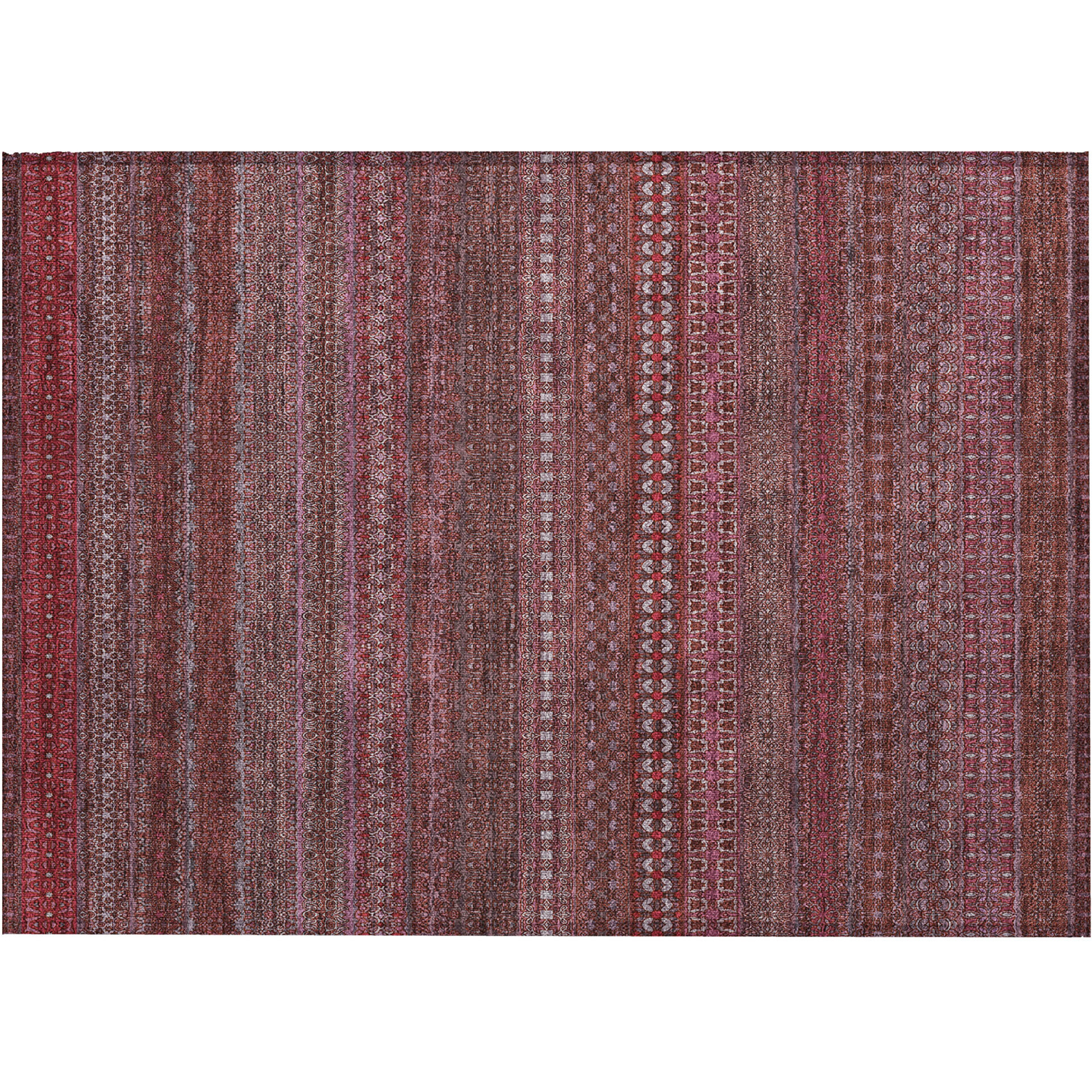 2' X 3' Merlot Striped Washable Non Skid Indoor Outdoor Area Rug