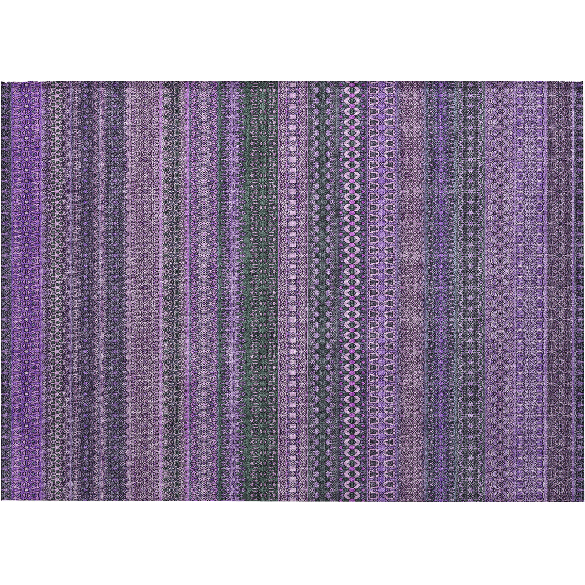 2' X 3' Purple Striped Washable Non Skid Indoor Outdoor Area Rug
