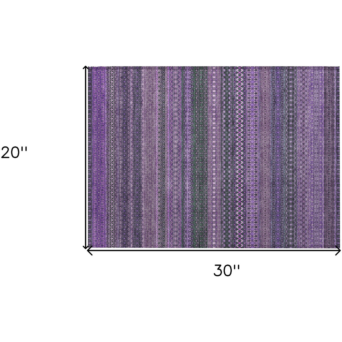 2' X 3' Purple Striped Washable Non Skid Indoor Outdoor Area Rug