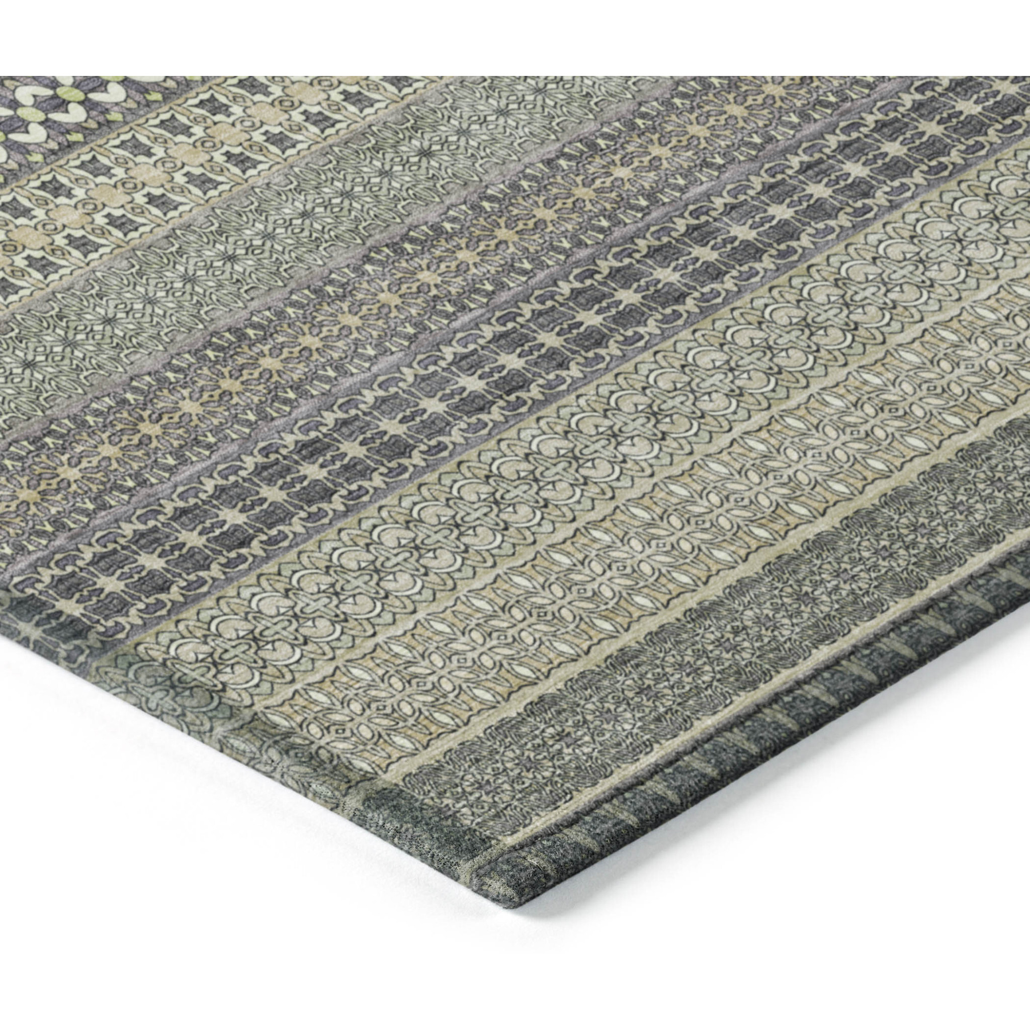 2' X 3' Sage Striped Washable Non Skid Indoor Outdoor Area Rug