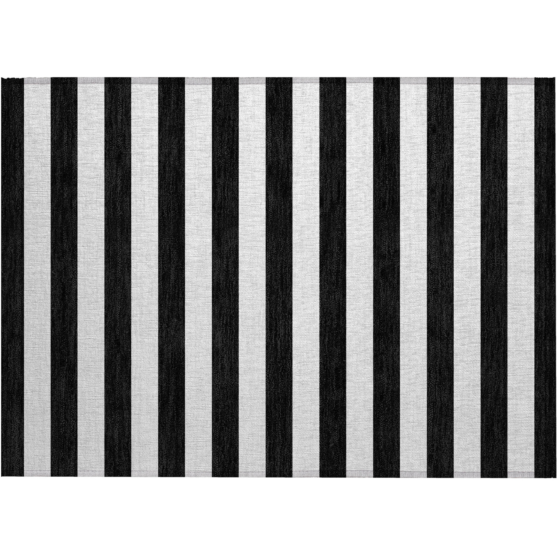 2' X 3' Black and White Striped Washable Non Skid Indoor Outdoor Area Rug