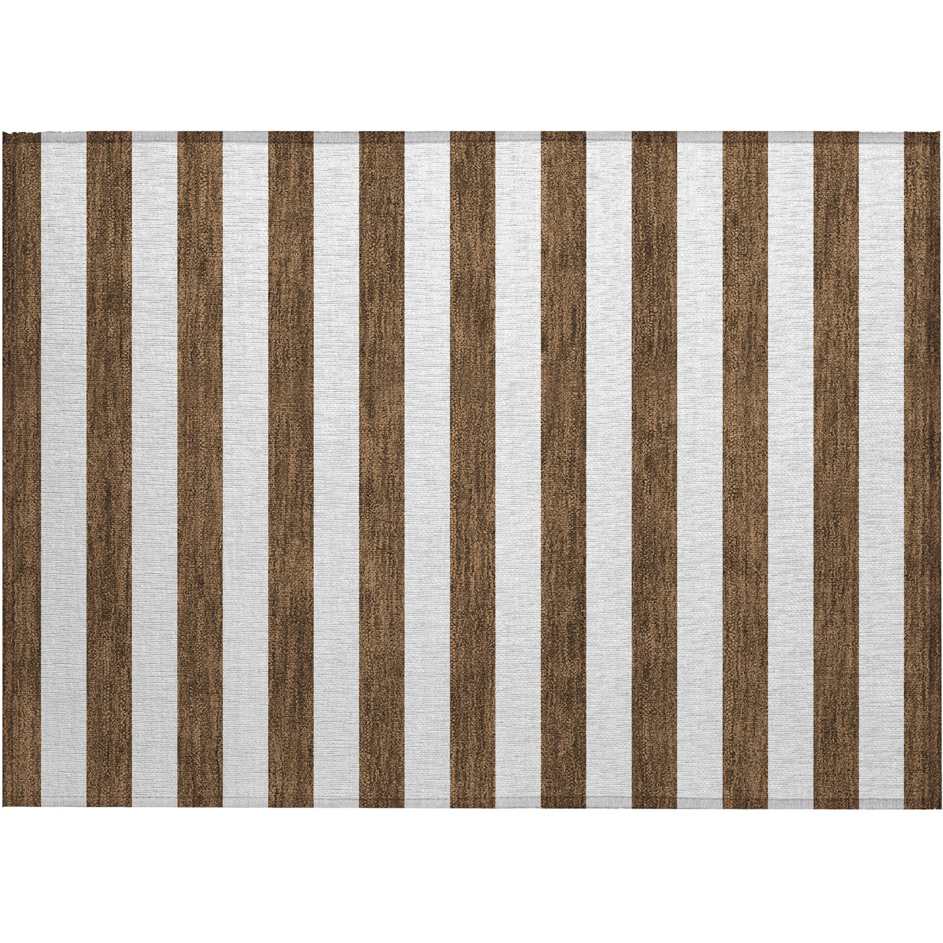 2' X 3' Chocolate Striped Washable Non Skid Indoor Outdoor Area Rug