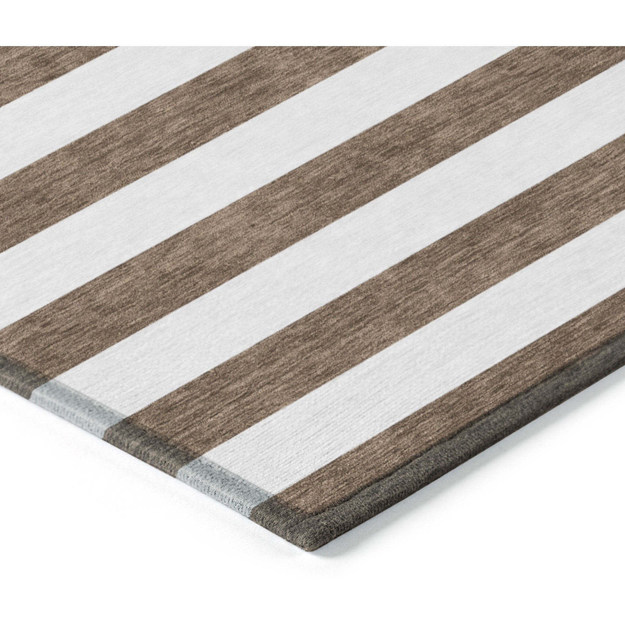 2' X 3' Chocolate Striped Washable Non Skid Indoor Outdoor Area Rug