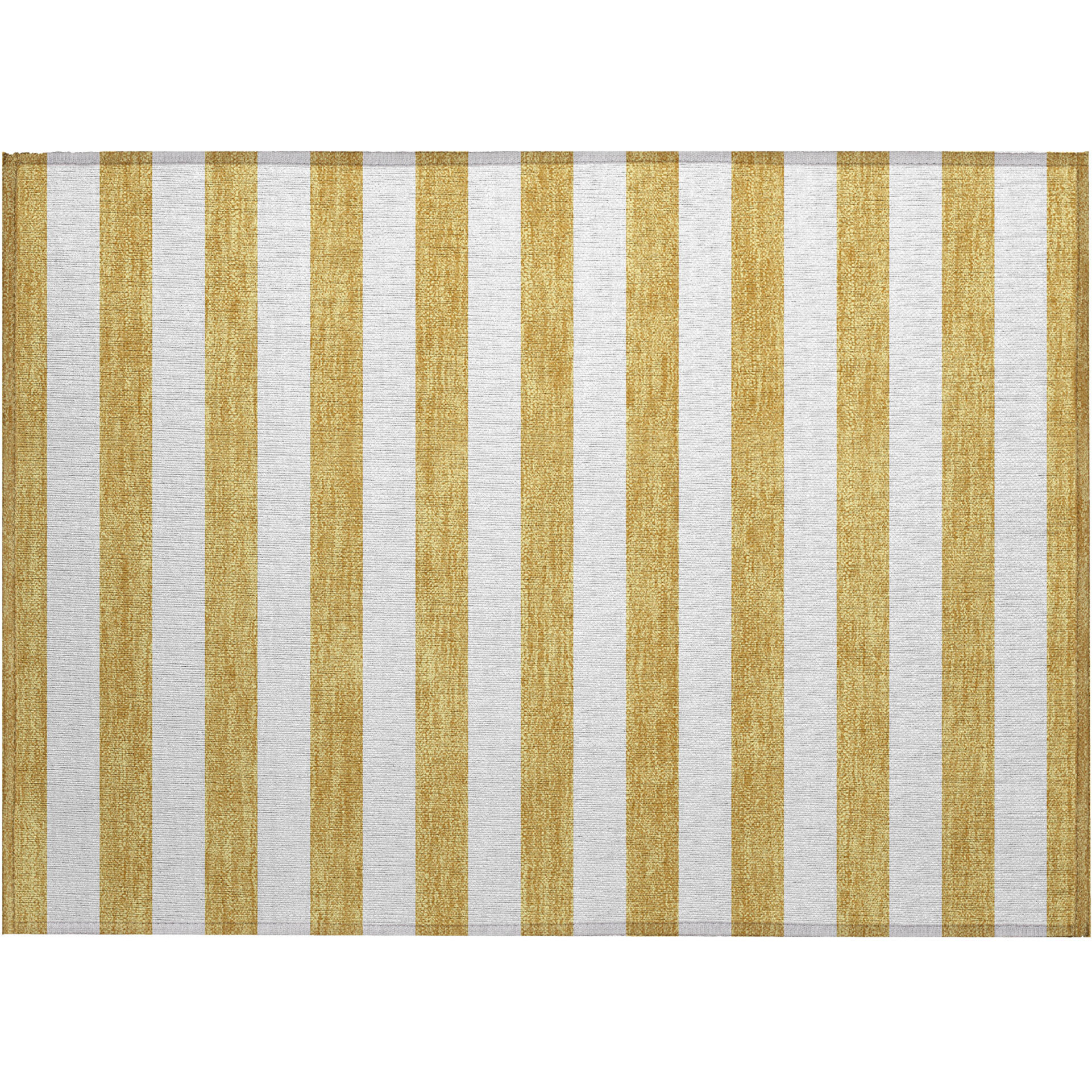 2' X 3' Gold Striped Washable Non Skid Indoor Outdoor Area Rug