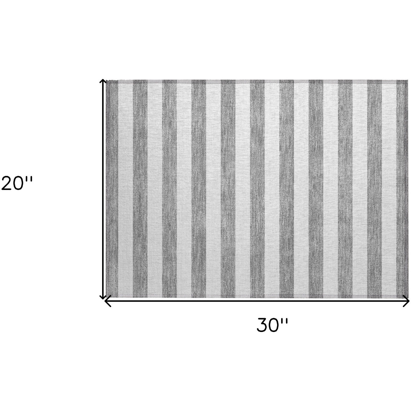 2' X 3' Gray and White Striped Washable Non Skid Indoor Outdoor Area Rug