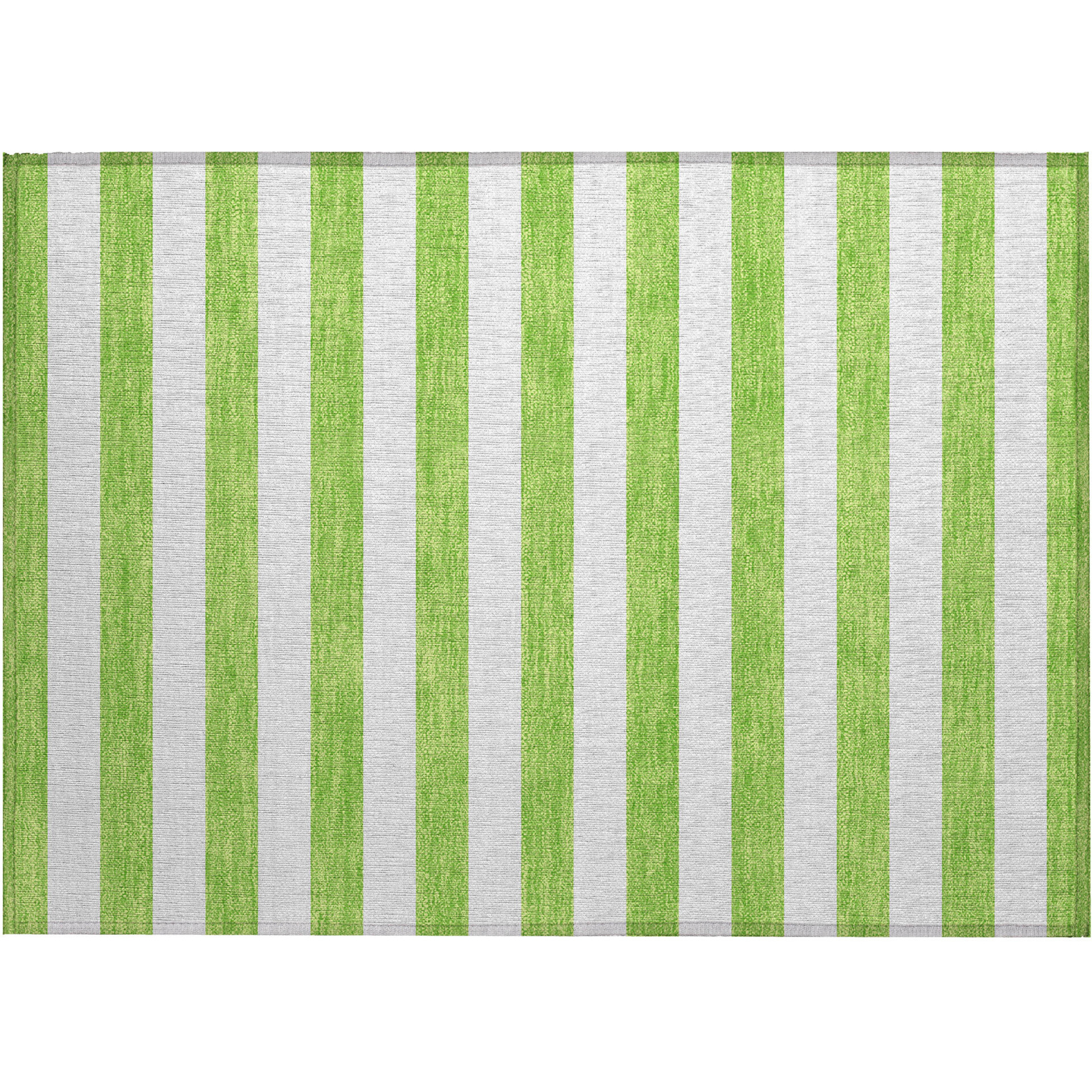 2' X 3' Green and White Striped Washable Non Skid Indoor Outdoor Area Rug