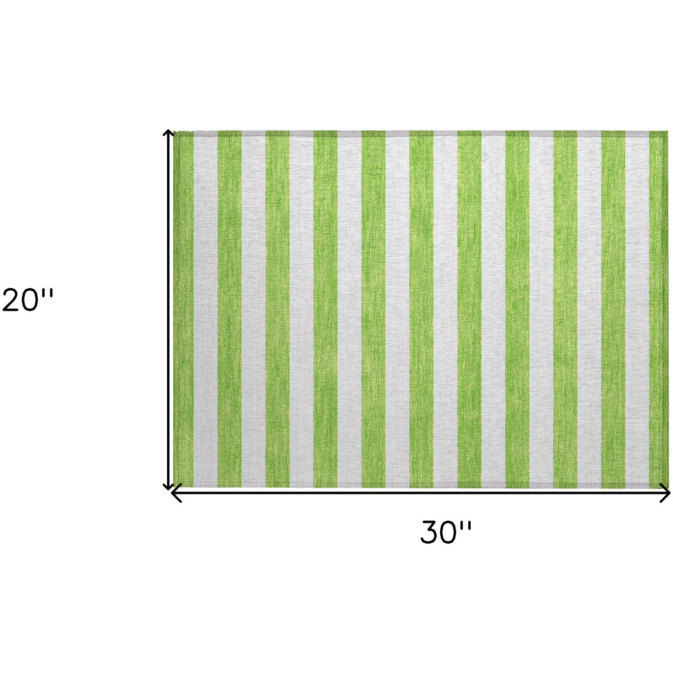 2' X 3' Green and White Striped Washable Non Skid Indoor Outdoor Area Rug