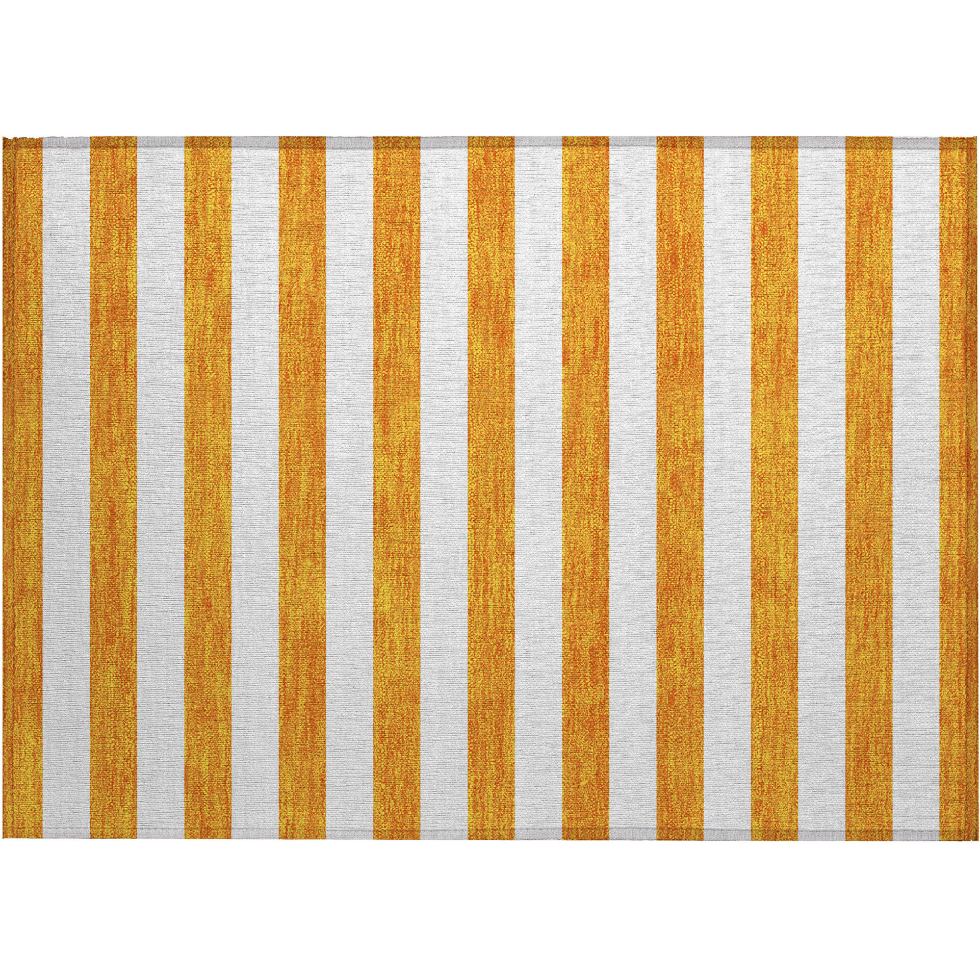 2' X 3' Orange and White Striped Washable Non Skid Indoor Outdoor Area Rug