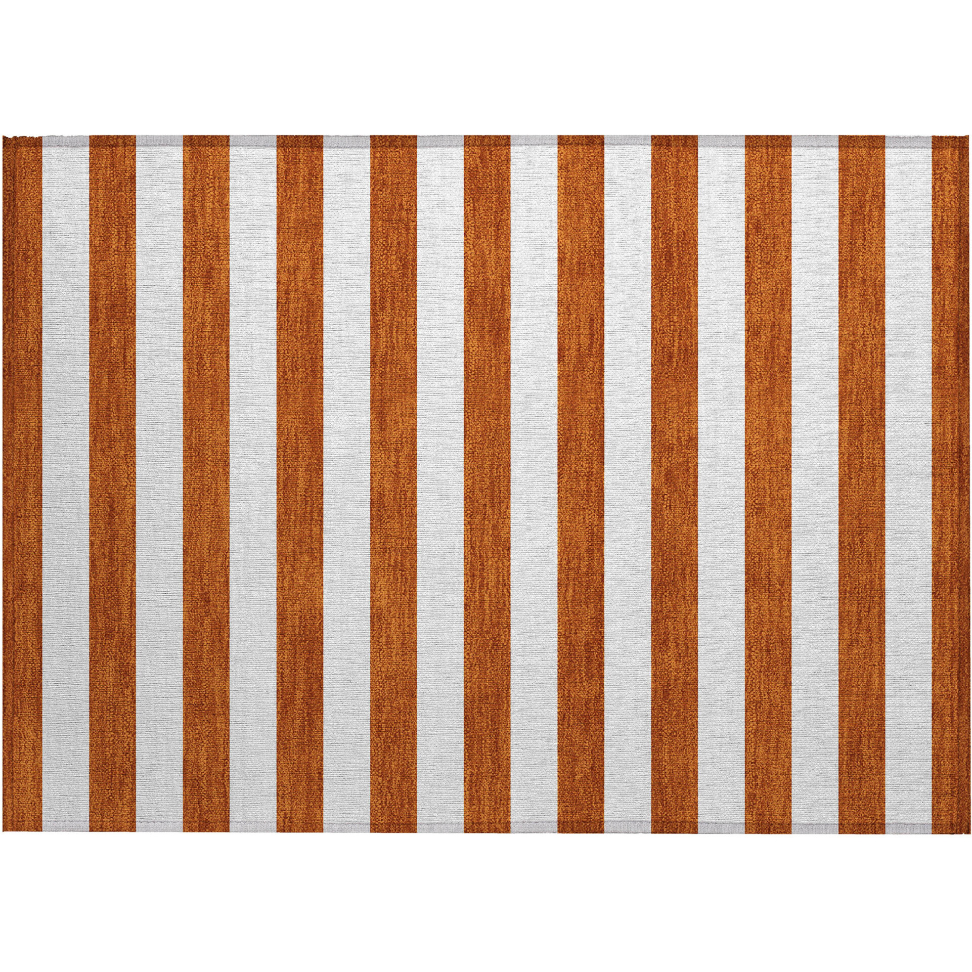 2' X 3' Orange Striped Washable Non Skid Indoor Outdoor Area Rug