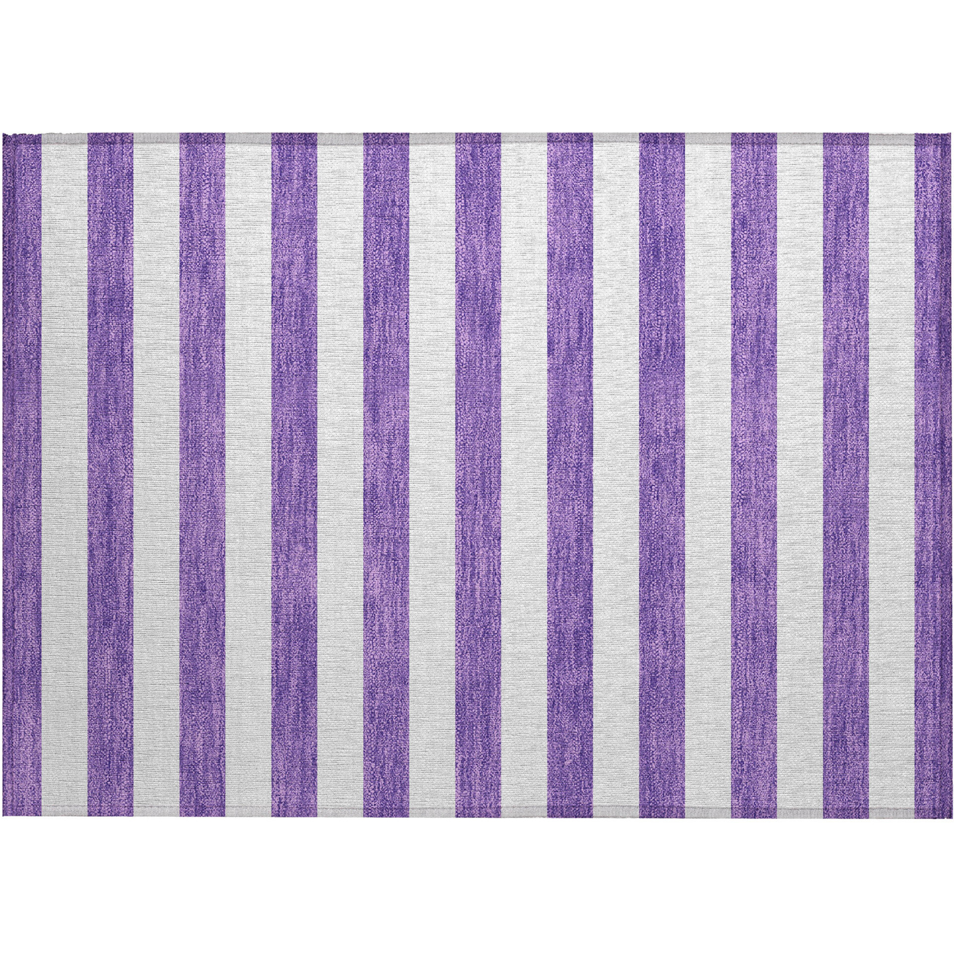2' X 3' Purple and White Striped Washable Non Skid Indoor Outdoor Area Rug