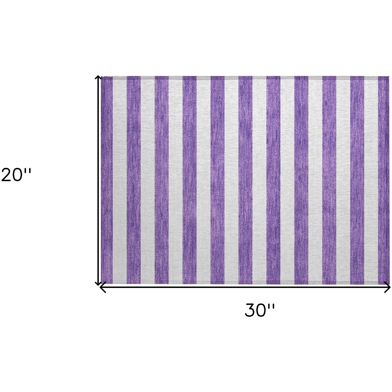 2' X 3' Purple and White Striped Washable Non Skid Indoor Outdoor Area Rug