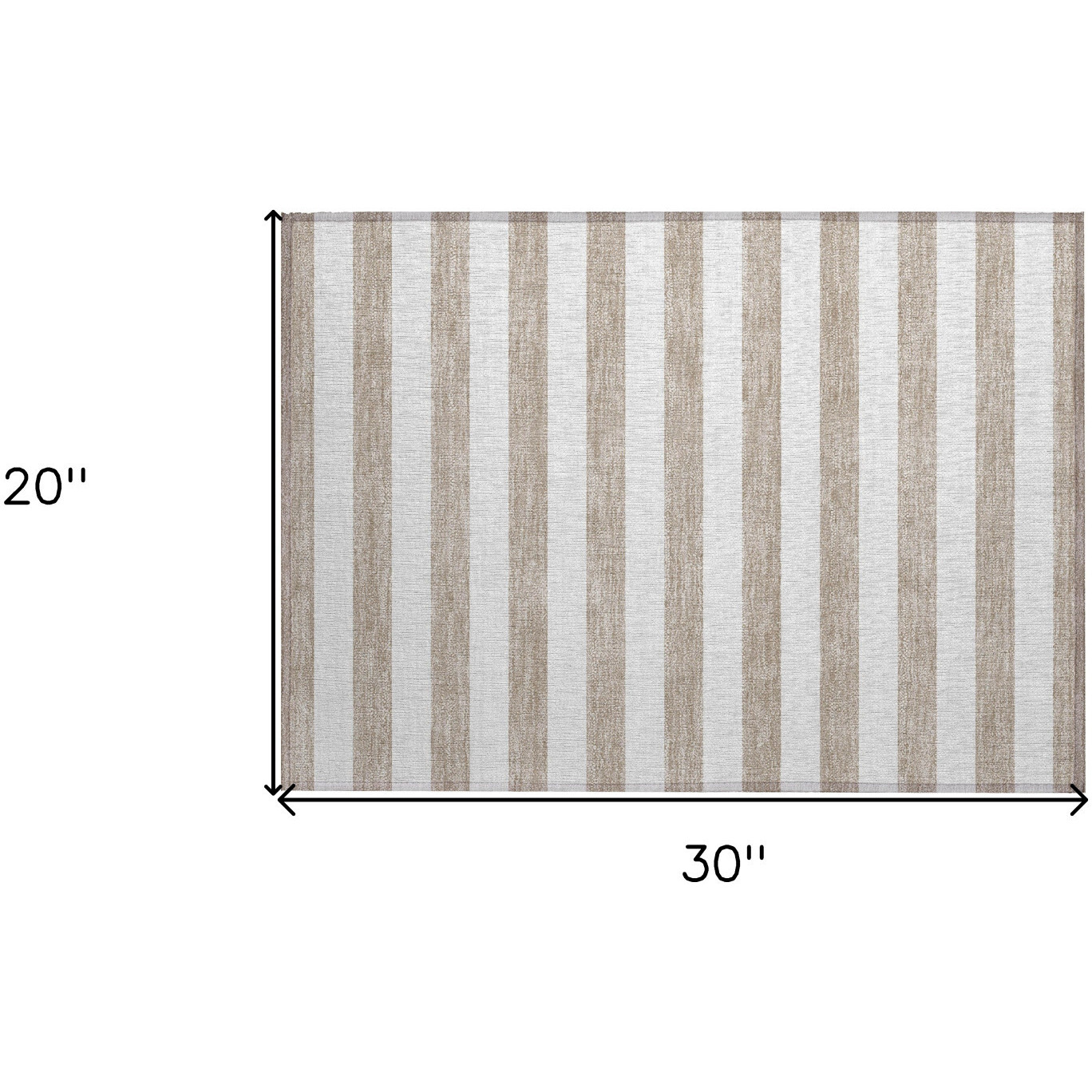 2' X 3' Taupe and White Striped Washable Non Skid Indoor Outdoor Area Rug