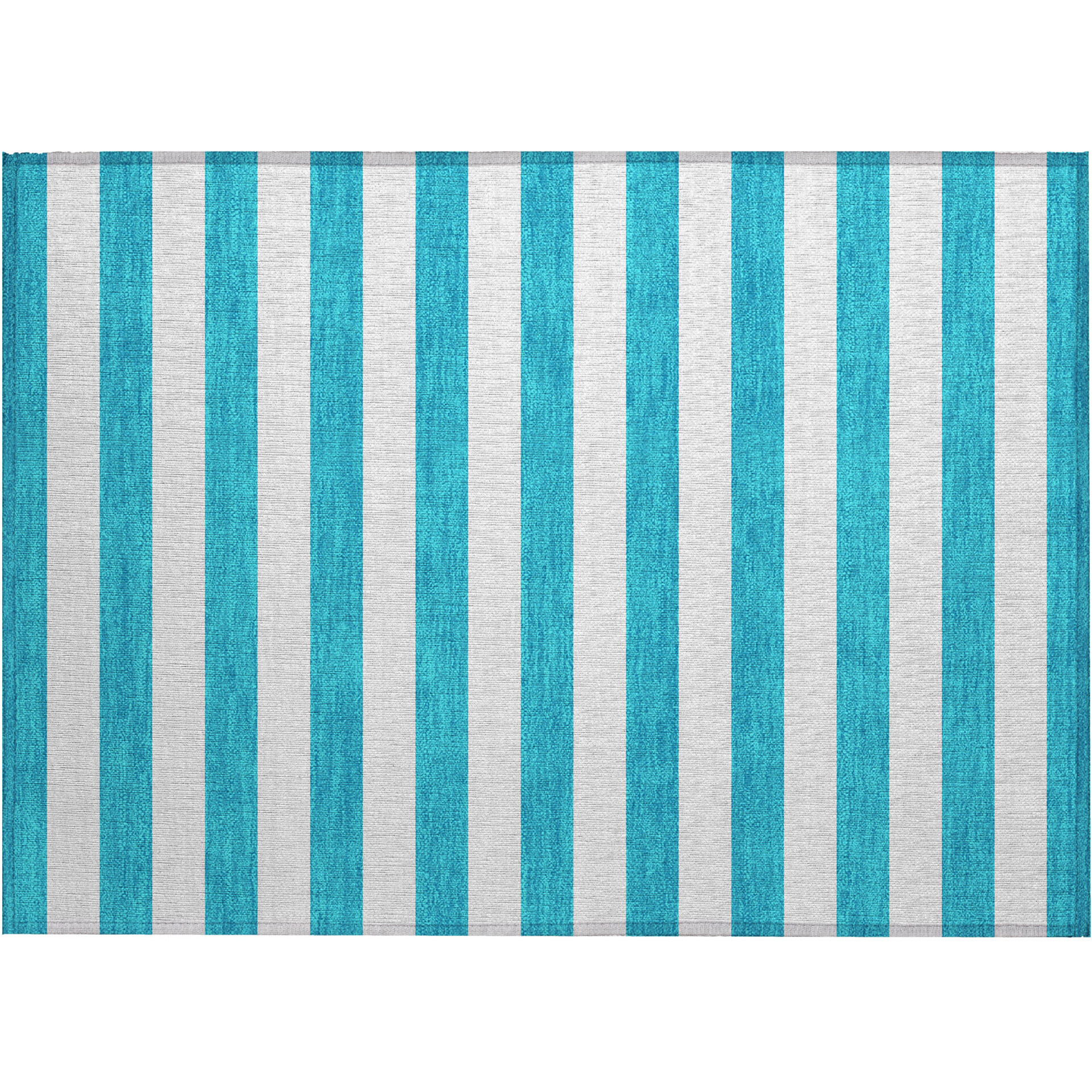 2' X 3' Teal Striped Washable Non Skid Indoor Outdoor Area Rug
