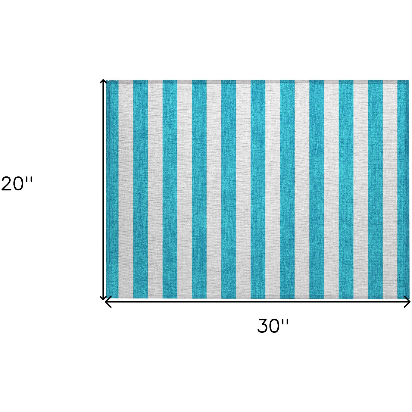 2' X 3' Teal Striped Washable Non Skid Indoor Outdoor Area Rug