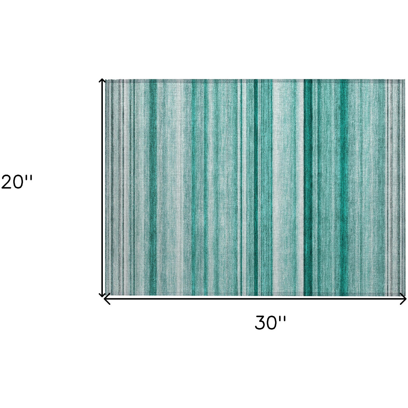 2' X 3' Aqua Striped Washable Non Skid Indoor Outdoor Area Rug