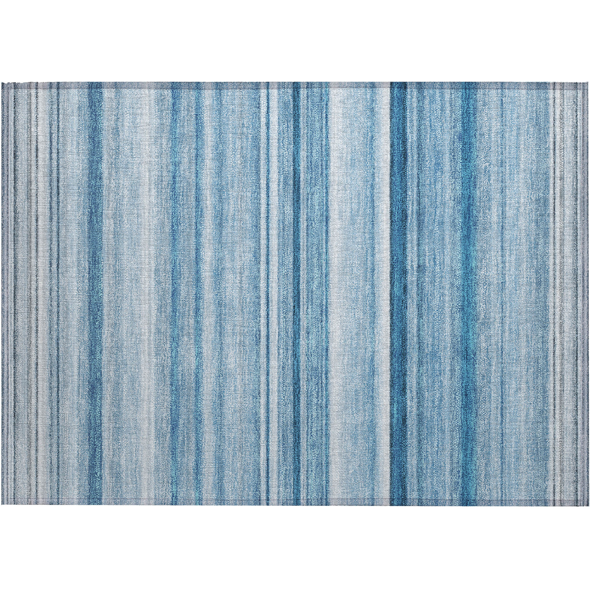 2' X 3' Blue Striped Washable Non Skid Indoor Outdoor Area Rug