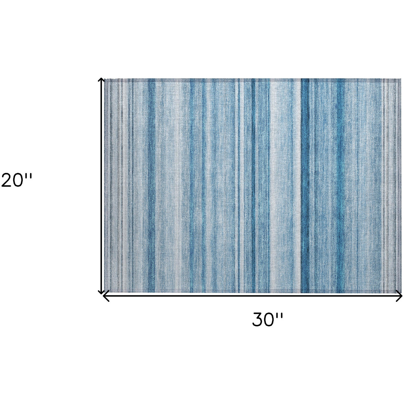 2' X 3' Blue Striped Washable Non Skid Indoor Outdoor Area Rug