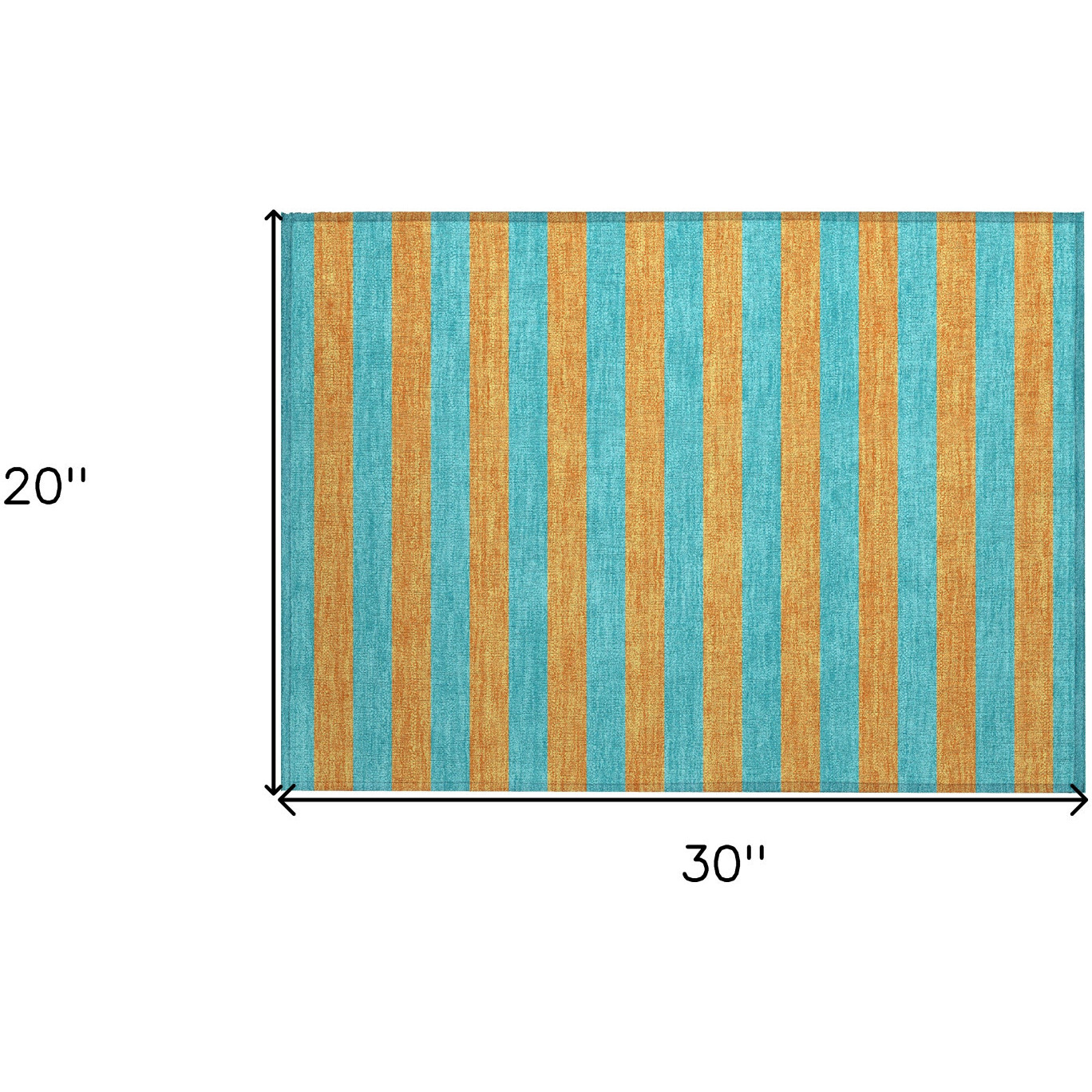 2' X 3' Aqua Striped Washable Non Skid Indoor Outdoor Area Rug