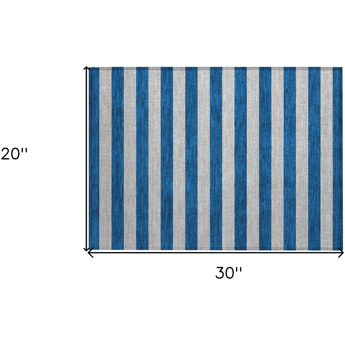2' X 3' Blue and Ivory Striped Washable Non Skid Indoor Outdoor Area Rug