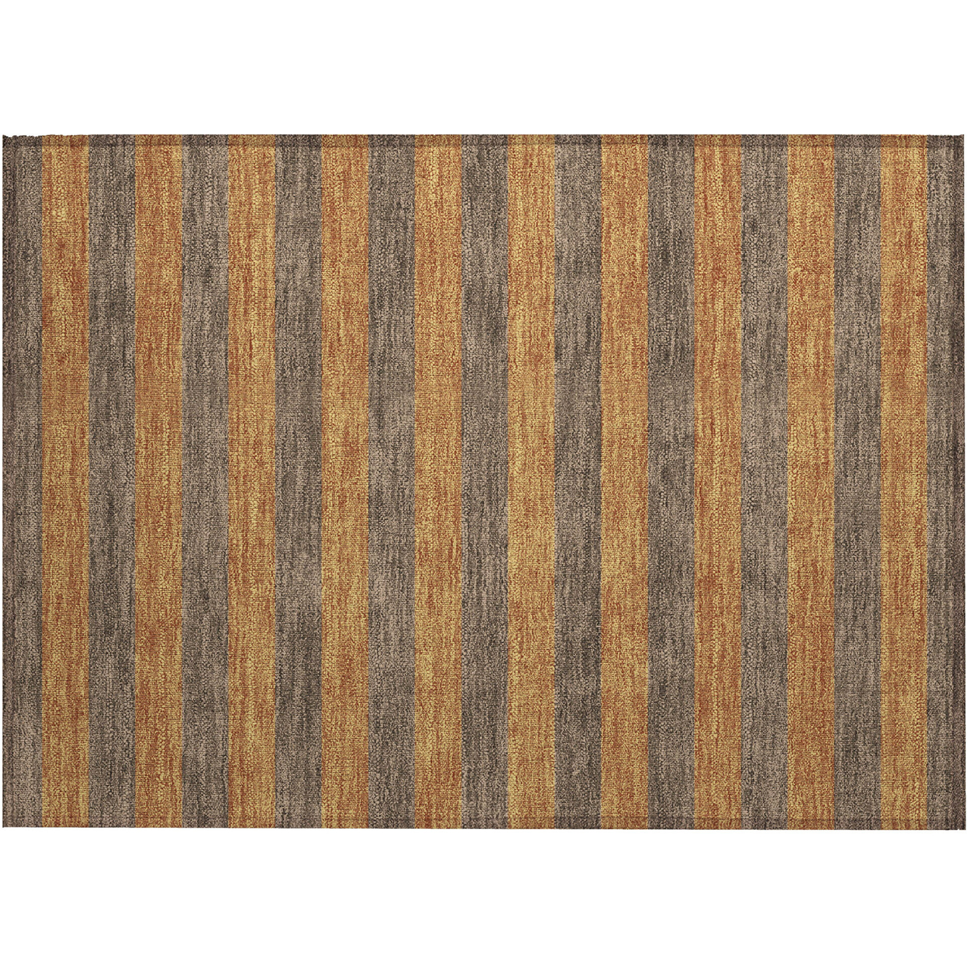 2' X 3' Brown and Tan Striped Washable Non Skid Indoor Outdoor Area Rug
