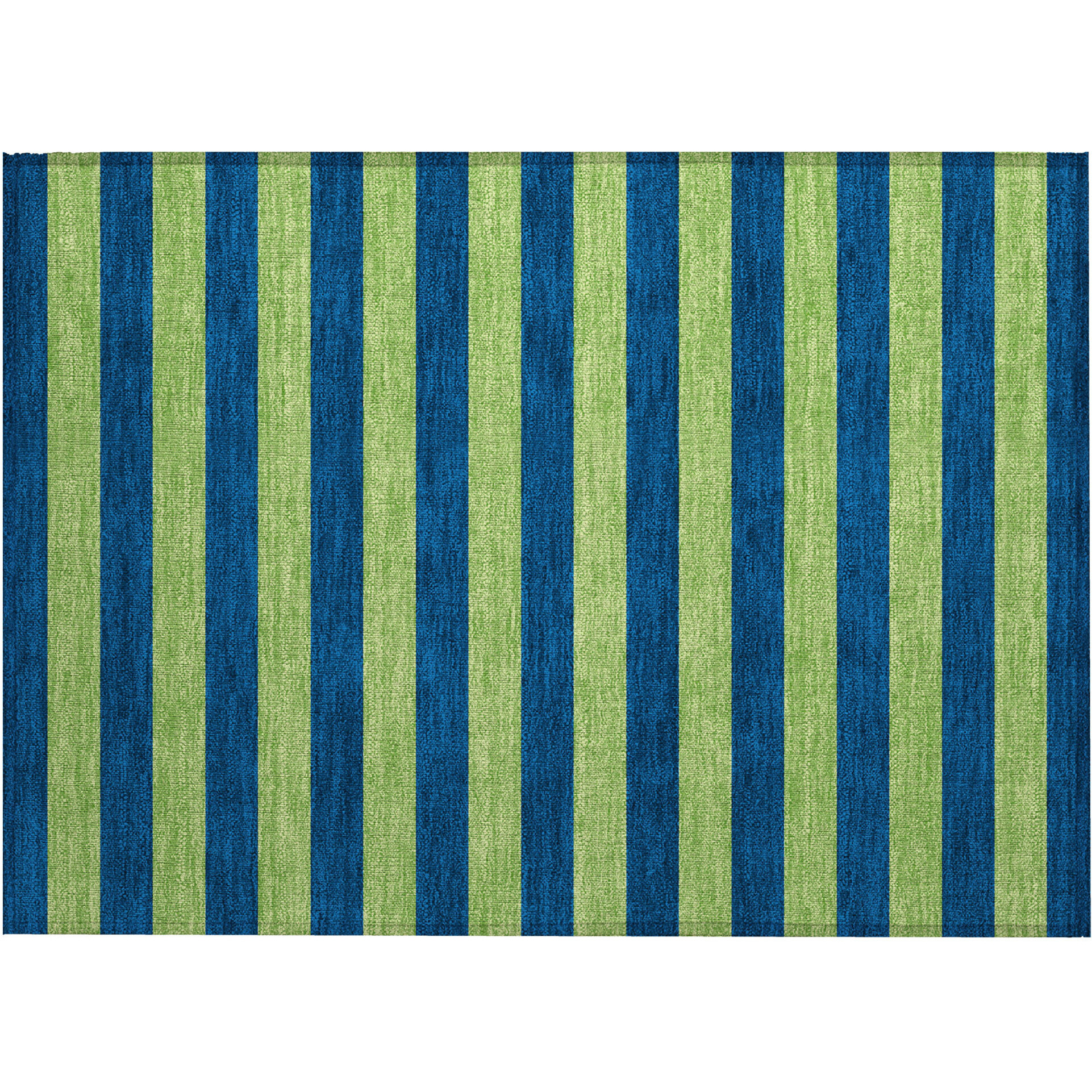 2' X 3' Navy Blue Striped Washable Non Skid Indoor Outdoor Area Rug