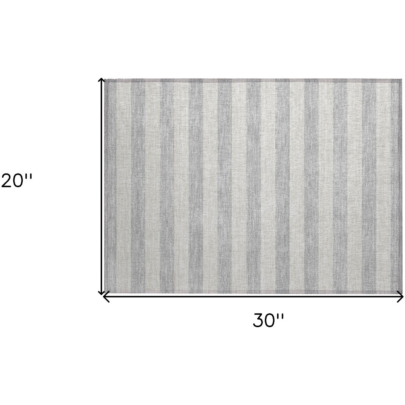 2' X 3' Gray and Ivory Striped Washable Non Skid Indoor Outdoor Area Rug