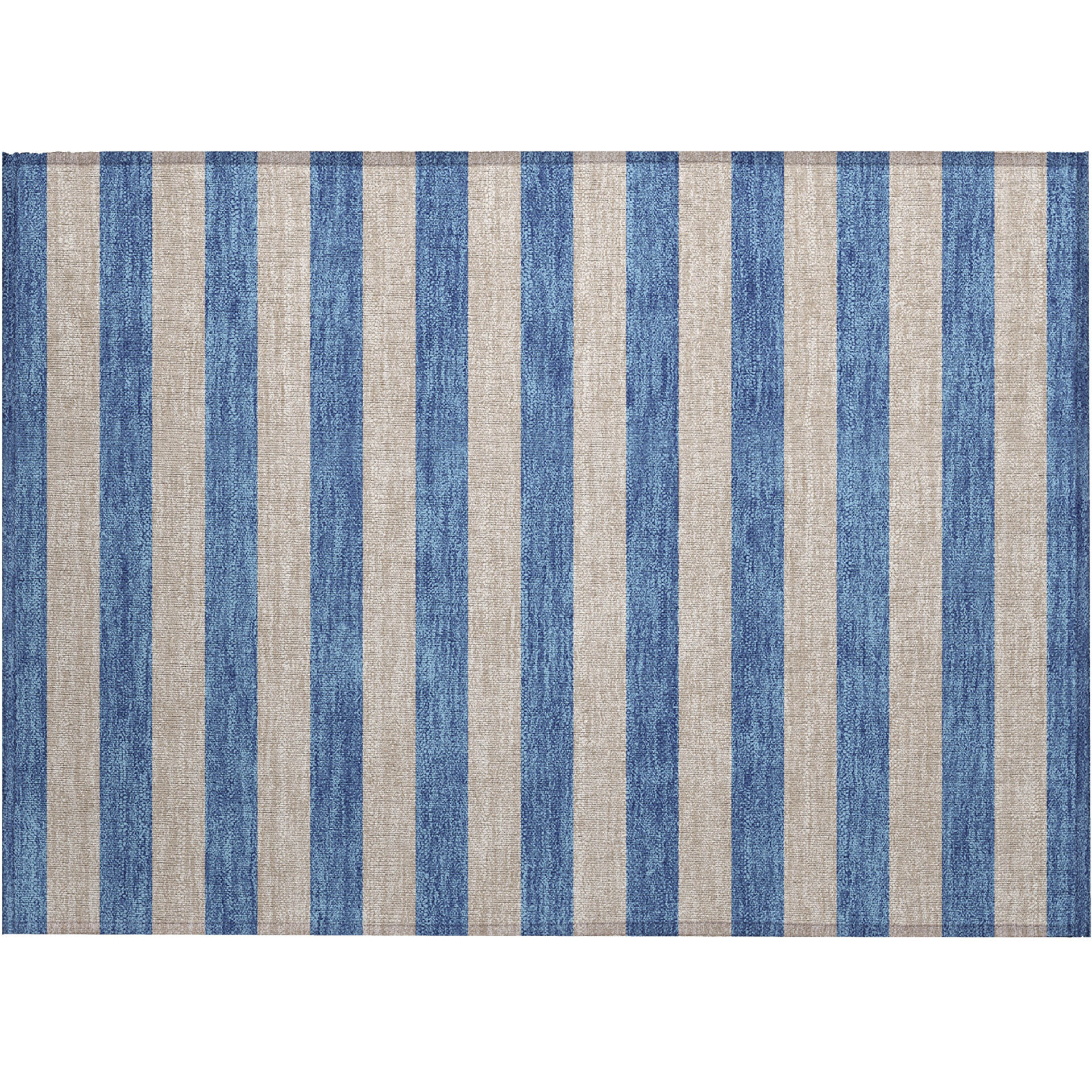 2' X 3' Tan Striped Washable Non Skid Indoor Outdoor Area Rug