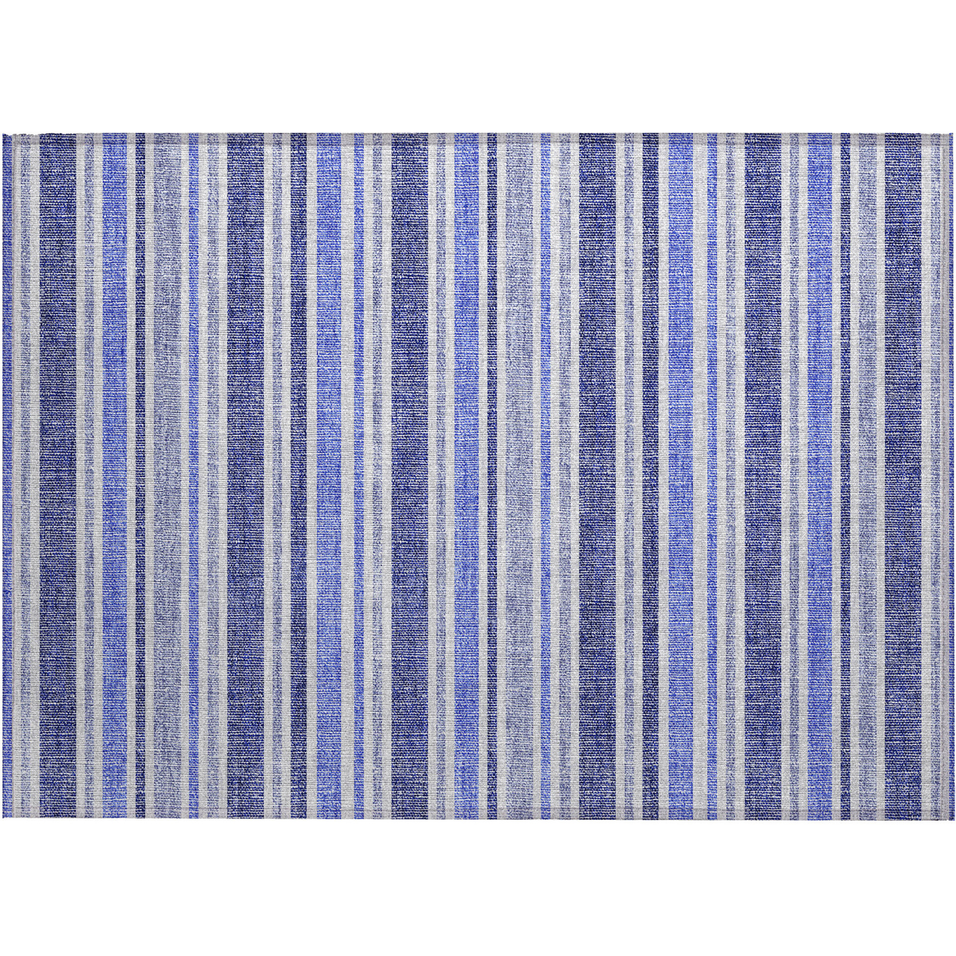 2' X 3' Blue Striped Washable Non Skid Indoor Outdoor Area Rug